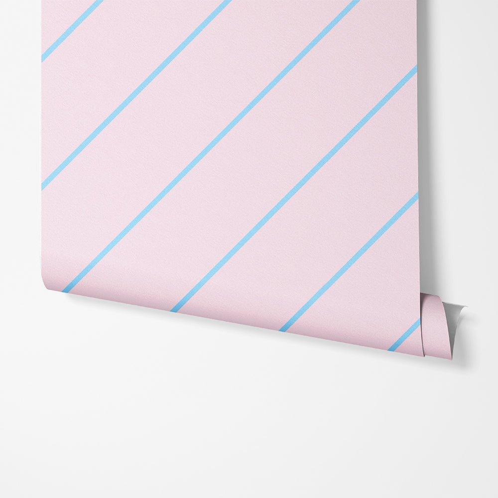 Blue Diagonals On Pink