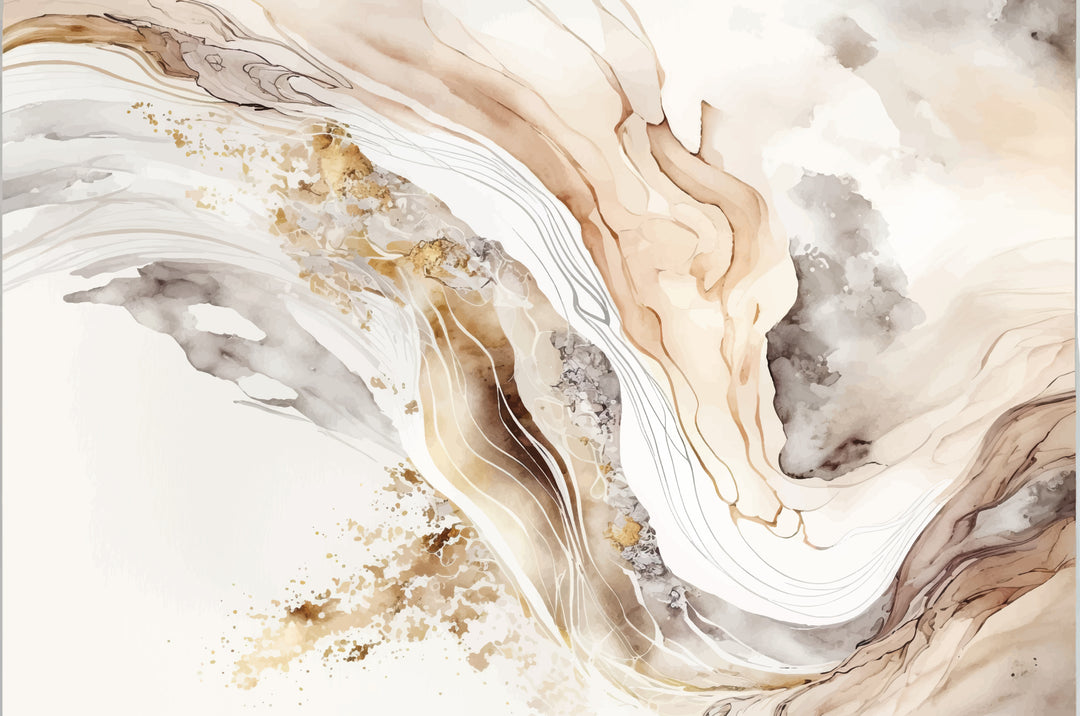 Golden Swirls in Creamy Marble