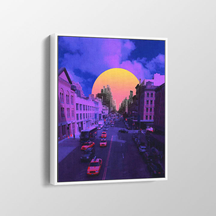 City in Purple Sunset