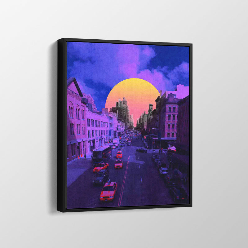 City in Purple Sunset